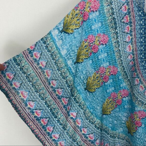 Anthropologie Tolani Bohemian Print Kimono Top Blue Hippie Festival Print XS P - Picture 5 of 9